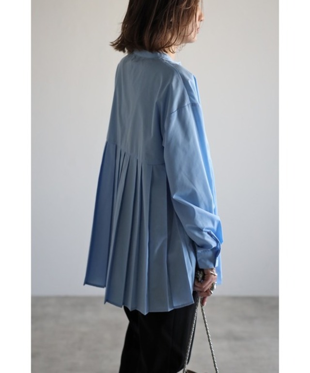 カジュアルチュニックプリーツシャツ