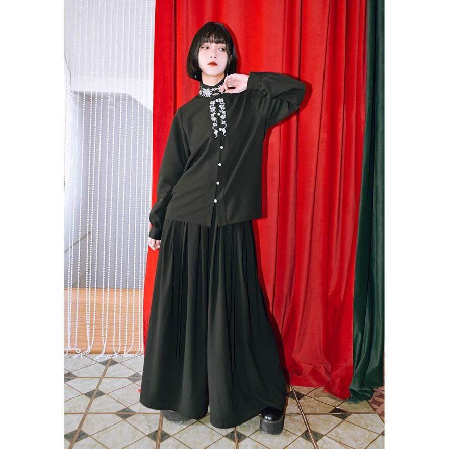 みのり】古怪舎 チャイナ風 袴パンツ 漢服 ガウチョ M - パンツ