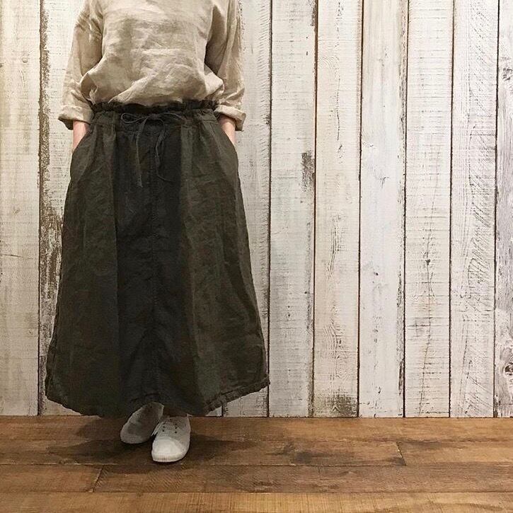 ARMEN(アーメン) LINEN HERRINGBONE PLEATED EASY SKIRT | AUTHENTIC