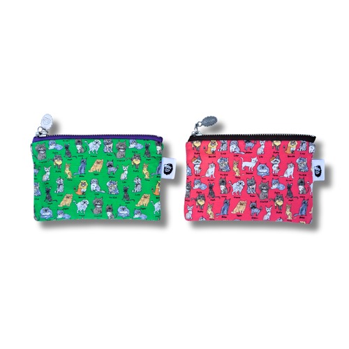 CHI-BEE / チービー - small pouch (cat green,cat pink)