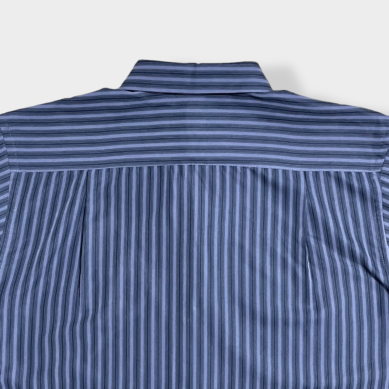 【EWM】ストライプシャツ  ポリシャツ 柄シャツ 長袖 L ビッグサイズ カジュアルシャツ US古着