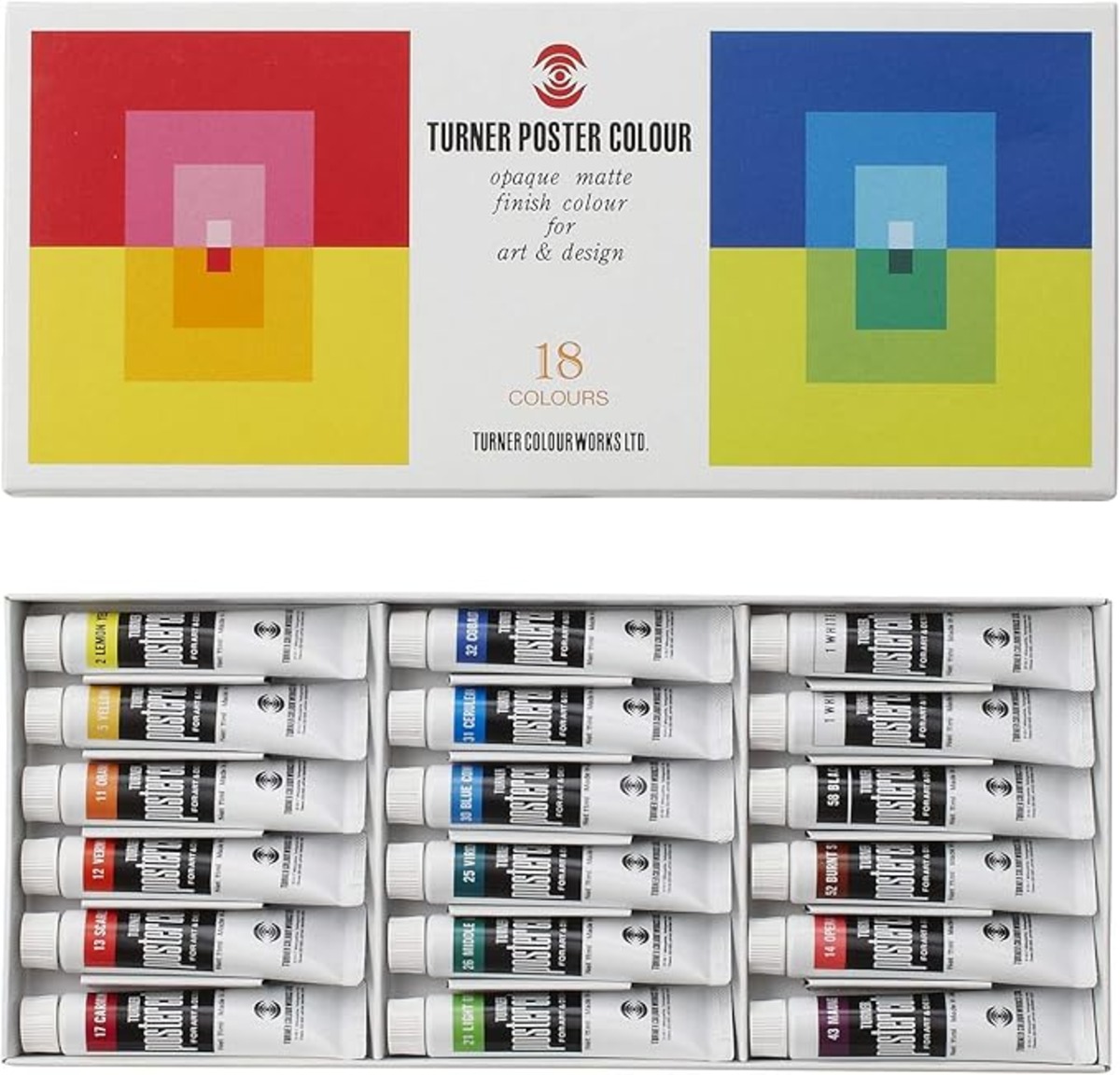 Turnet Color ターナー色彩(Turner Color) ポスターカラー 18色スクールセット PC18C 11ml | gratteam
