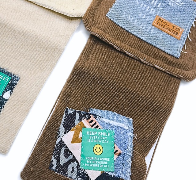 トイレットペーパーホルダー（ブラウン） デニムリメイク［STW-152］