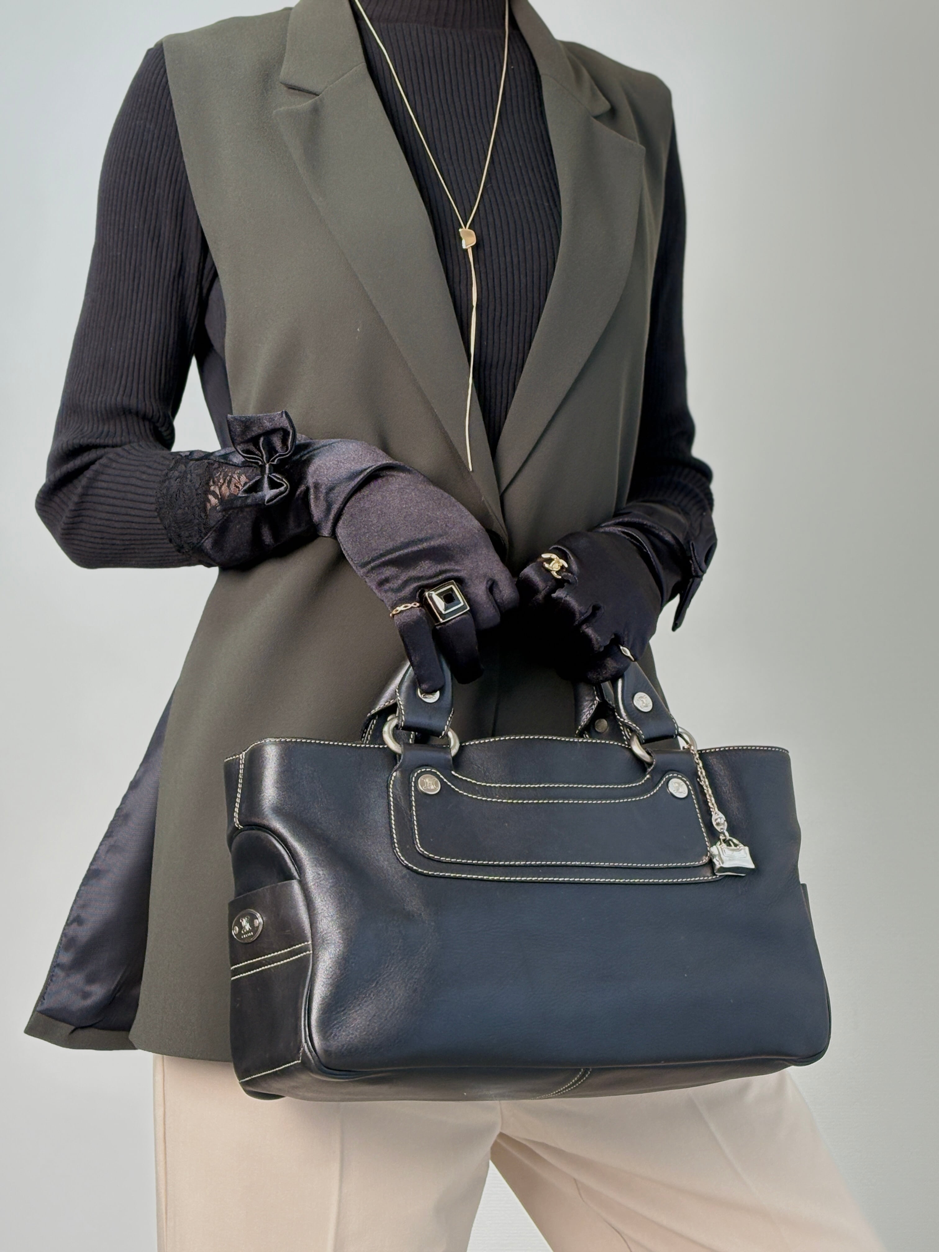 CELINE セリーヌ ハンドバッグ ブラック トリオンフ レザー ブギー