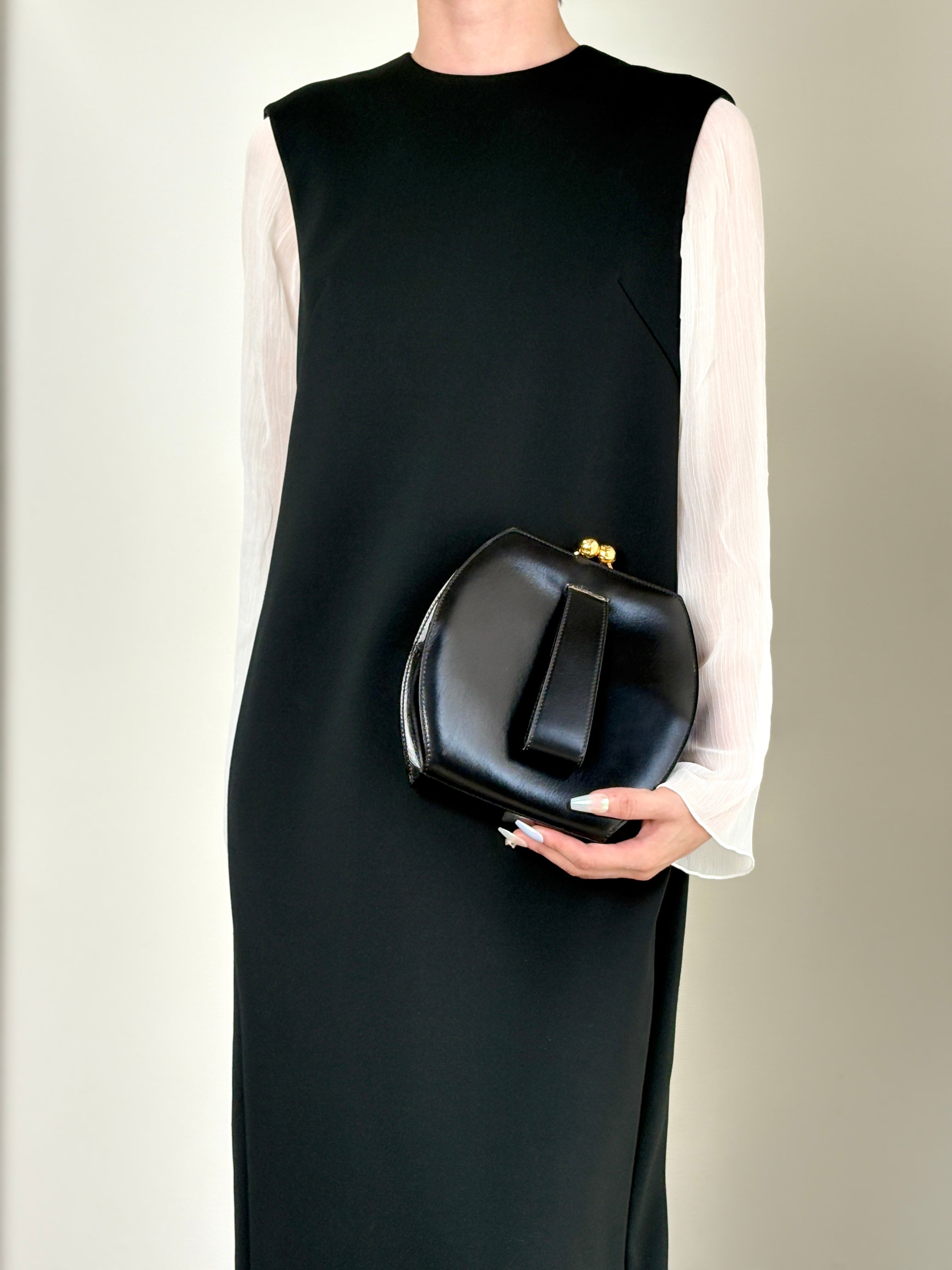 CELINE セリーヌ ハンドバッグ ブラック レザー がま口 ワンハンドル vintage ヴィンテージ オールド sip54y