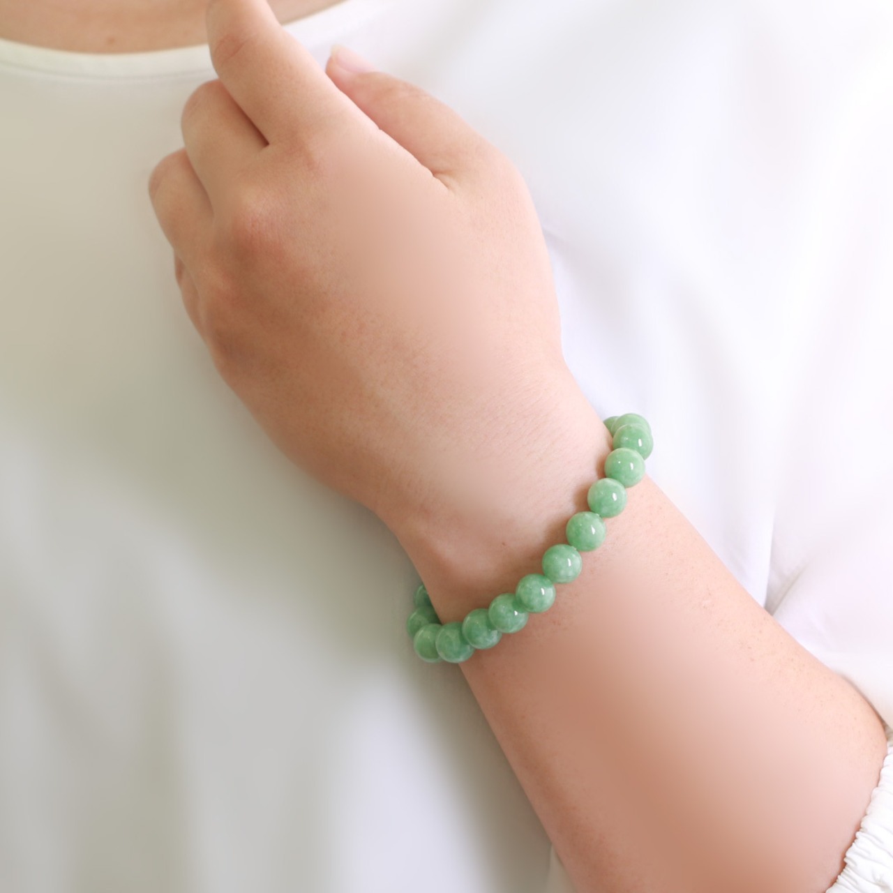 若草グリーンが素敵な翡翠ブレスレット A貨翡翠 jd_br1084