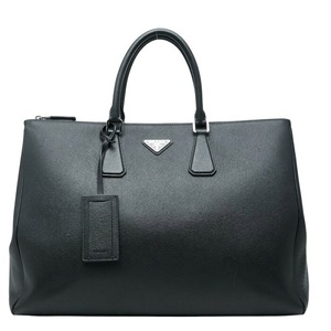 プラダ 三角ロゴプレート サフィアーノ トートバッグ 2VG047 ブラック レザー メンズ PRADA 【中古】