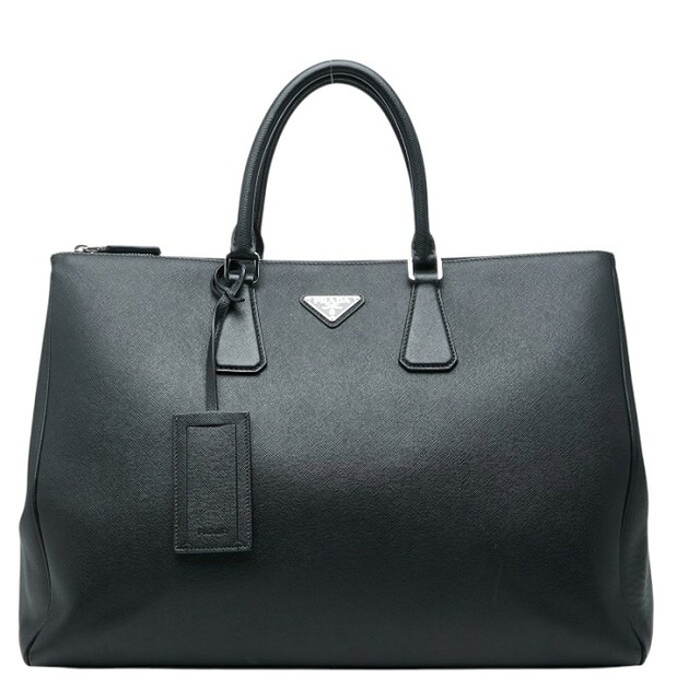プラダ 三角ロゴプレート サフィアーノ トートバッグ 2VG047 ブラック レザー メンズ PRADA 【中古】