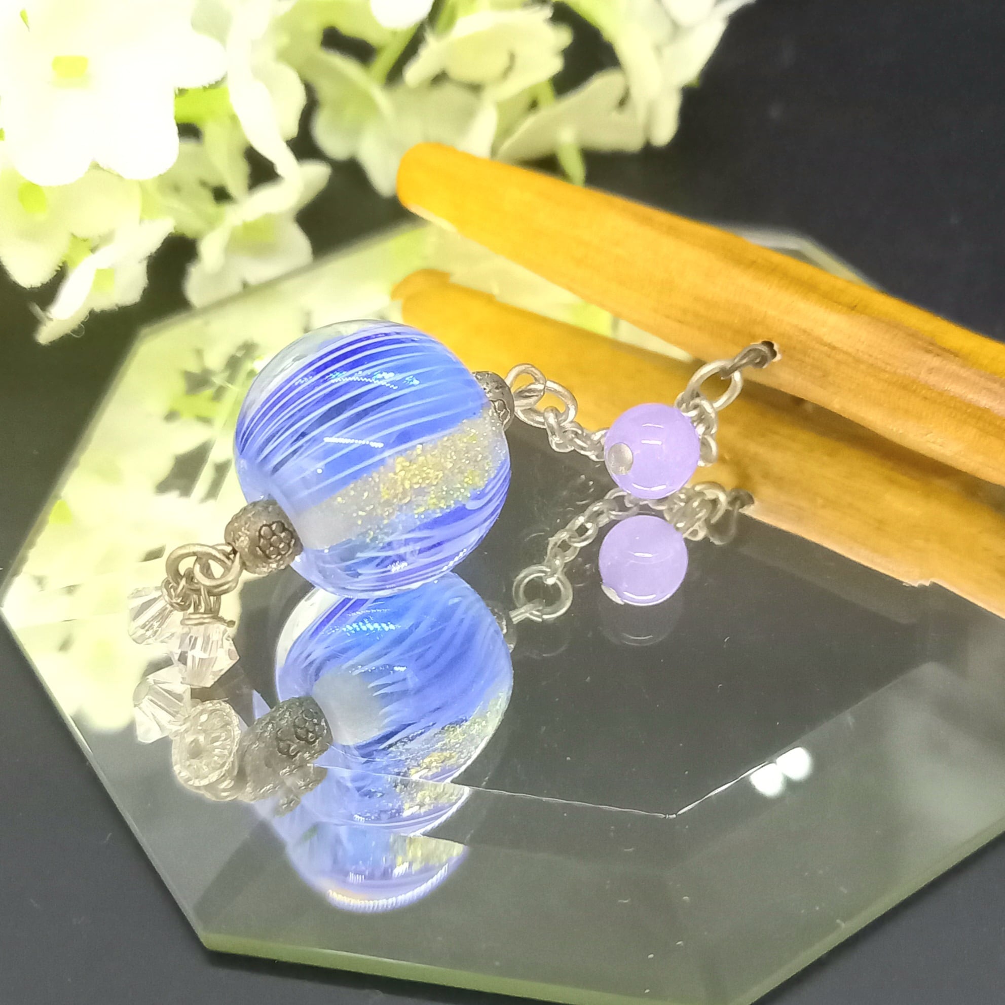 はいからさん♪チックなレース柄のとんぼ玉・かんざし①