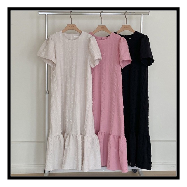 エンボス ロングワンピース