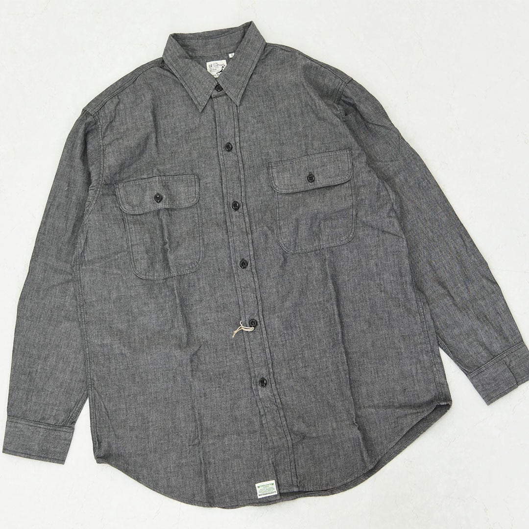 【美品】完売 オアスロウ BEAMS ブラックシャンブレーシャツ ワークシャツ orslow [オアスロウ] BLACK CHAMBRAY WORK SHIRT [01-8064-61