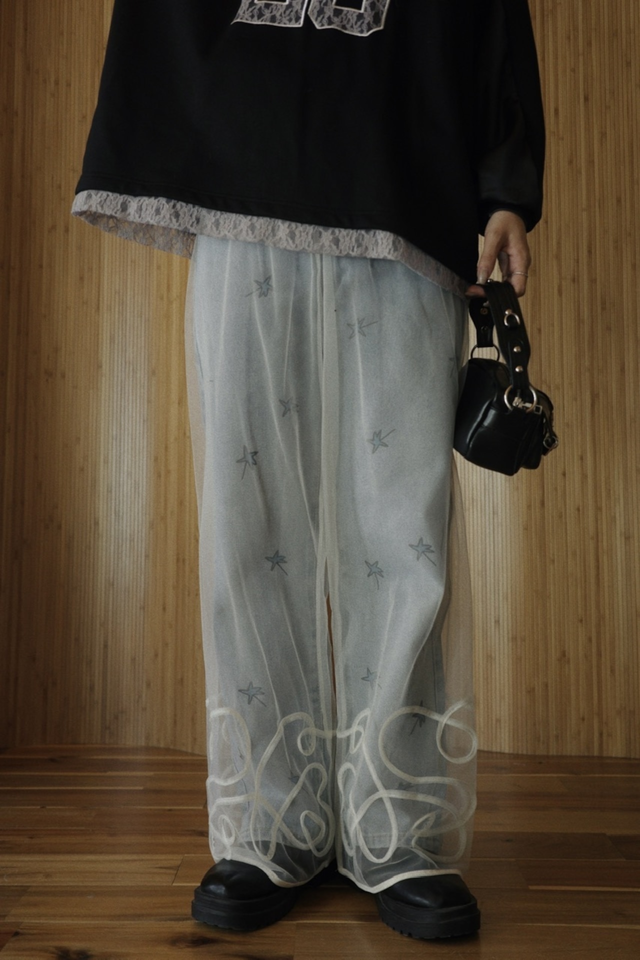 2color 刺繍 チュールパンツ