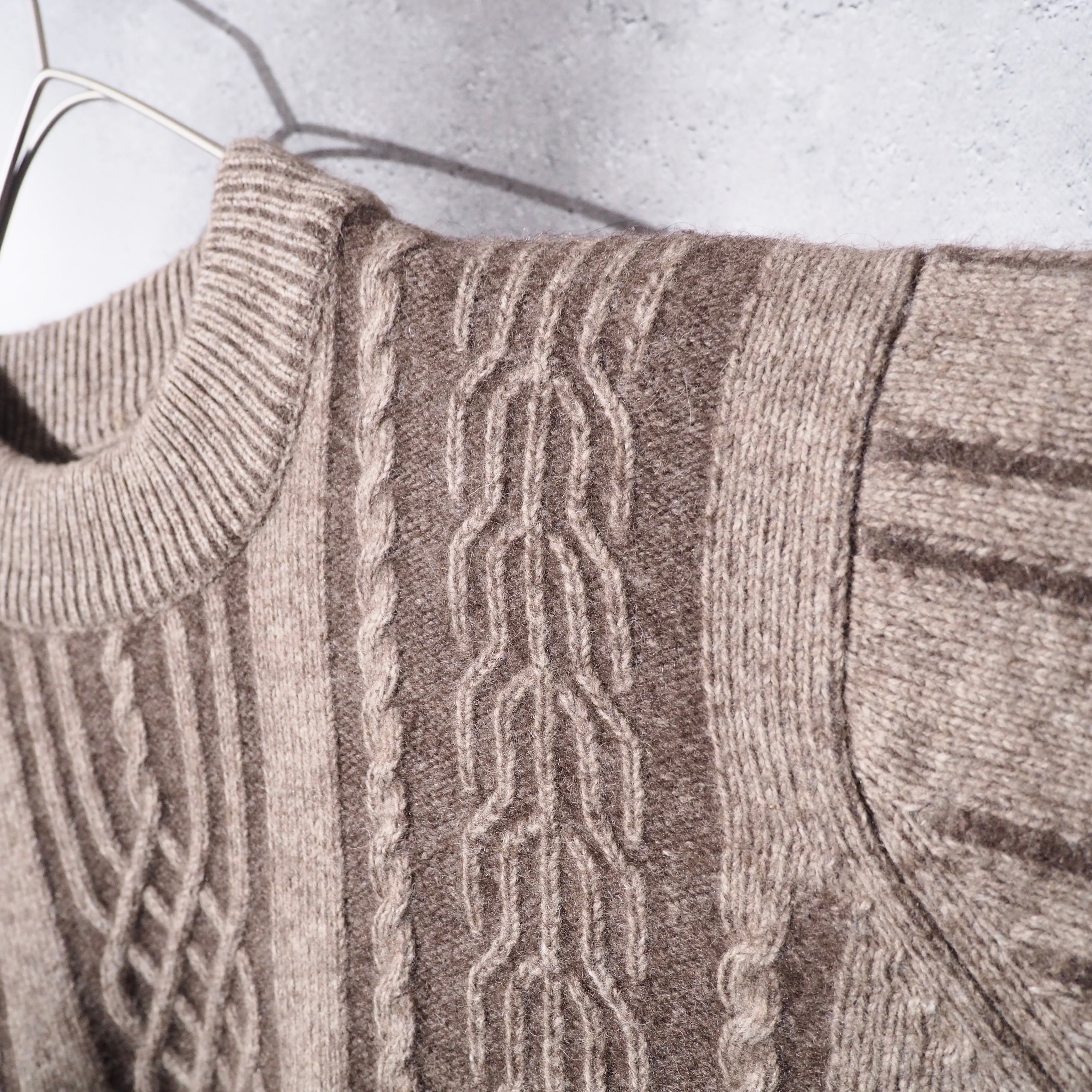 1990s " Cashmere mix " Twist Rope pattern vintage knit