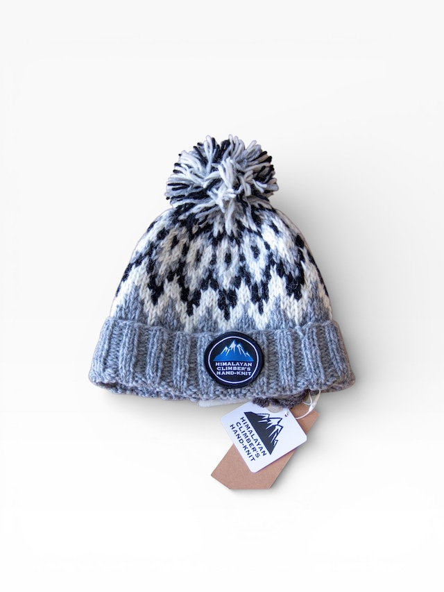 【10%OFF 送料無料！】HIMALAYAN CLIMBER’S HAND-KNIT｜手編みジャガ－ドキャップ（太リブ／ポンポン付き）