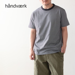 Handvaerk [ハンドバーク] M 60/2 NEW CREW NECK S/S T-SHIRT BORDER [6540] 60/2 クルーネックTシャツ ボーダー ストライプ ・半袖Tシャツ・ボーダー・ストライプ・MEN'S ・ルーズシルエット・ゆったりシルエット・綺麗目・上品・大人のTシャツ・[2024SS]