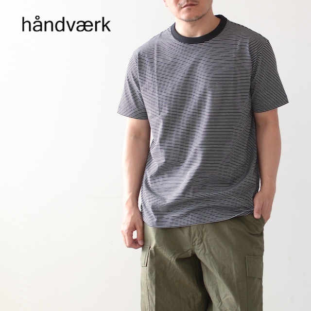 Handvaerk [ハンドバーク] M 60/2 NEW CREW NECK S/S T-SHIRT BORDER [6540] 60/2 クルーネックTシャツ ボーダー ストライプ ・半袖Tシャツ・ボーダー・ストライプ・MEN'S ・ルーズシルエット・ゆったりシルエット・綺麗目・上品・大人のTシャツ・[2024SS]