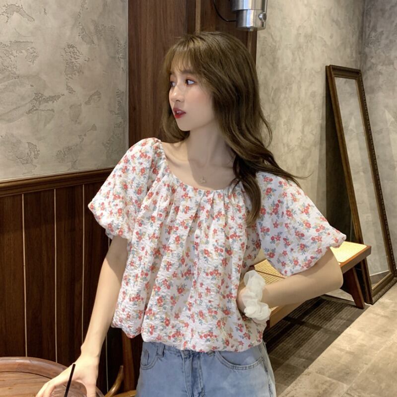 シフォンショートスリーブTシャツ サマーフローラルトップス 夏物 花柄 YY-ファッション99990979679