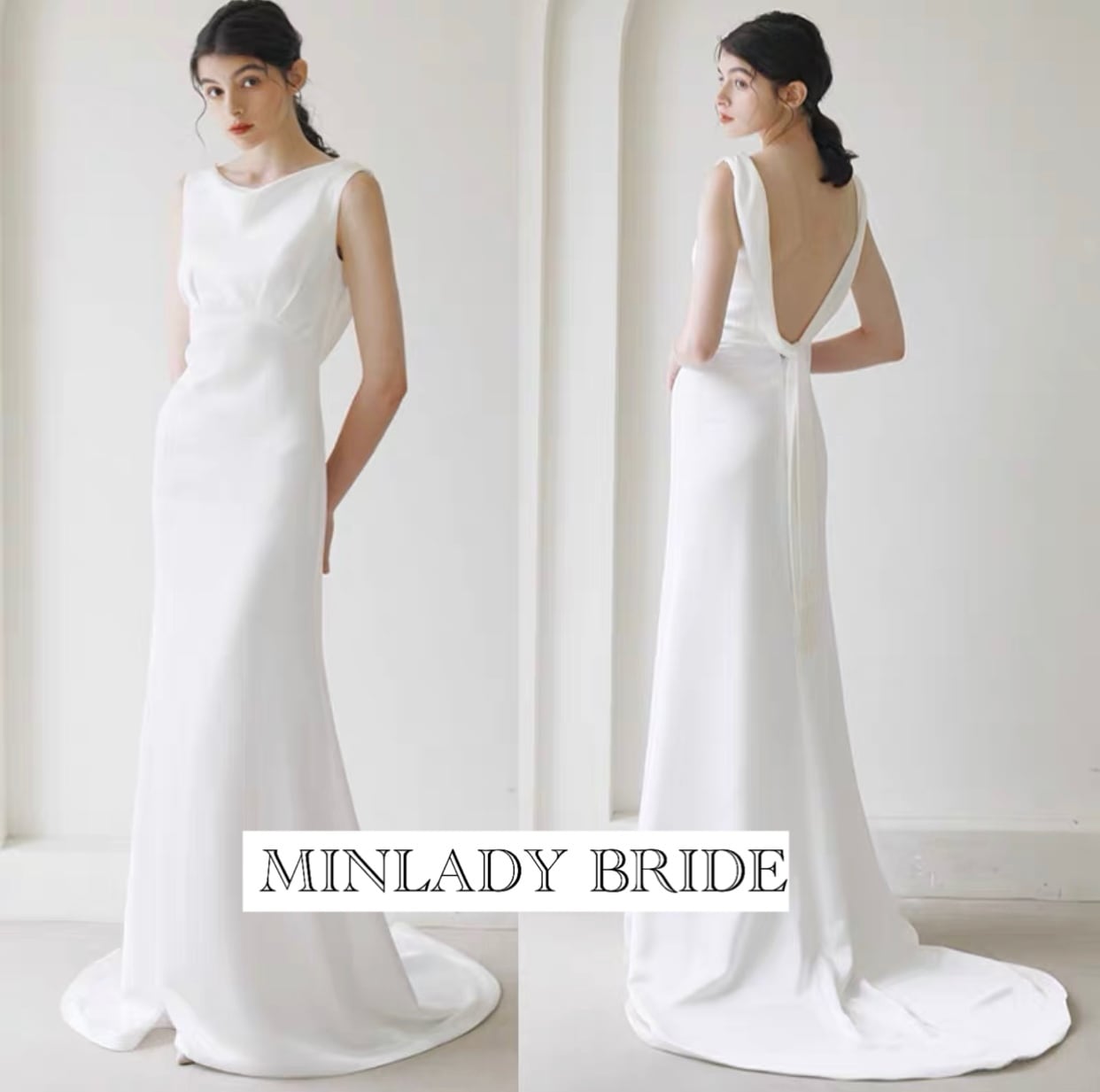 シルクサテン バックコンシャス ウェディングドレス | MINLADY BRIDE