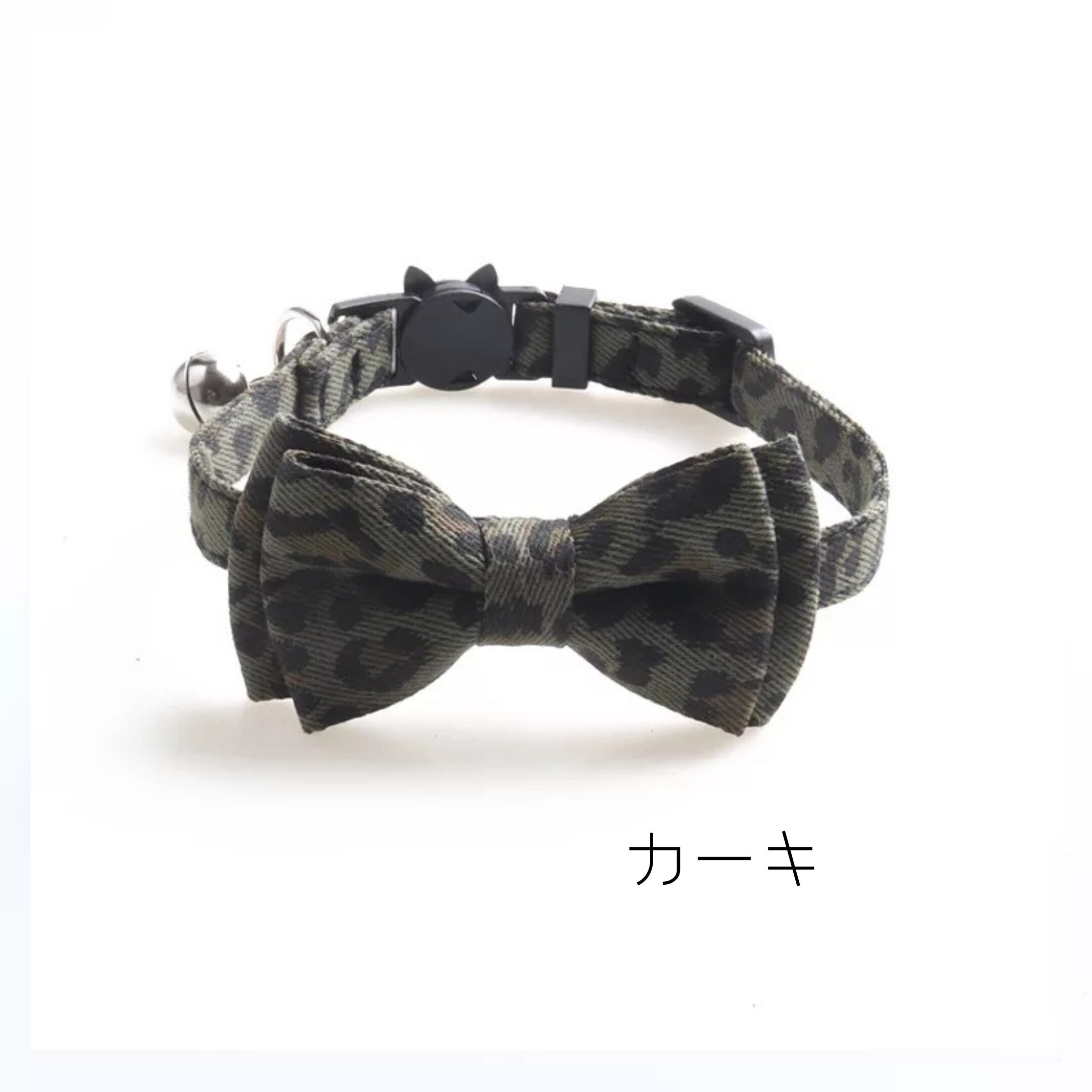 ヒョウ柄リボンの猫首輪