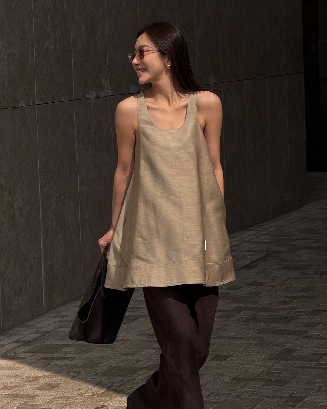 リネンブレンドAラインロングタンクトップ S26151
