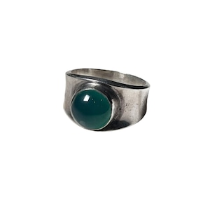 GEORG JENSEN silver ring "124" set with green agate