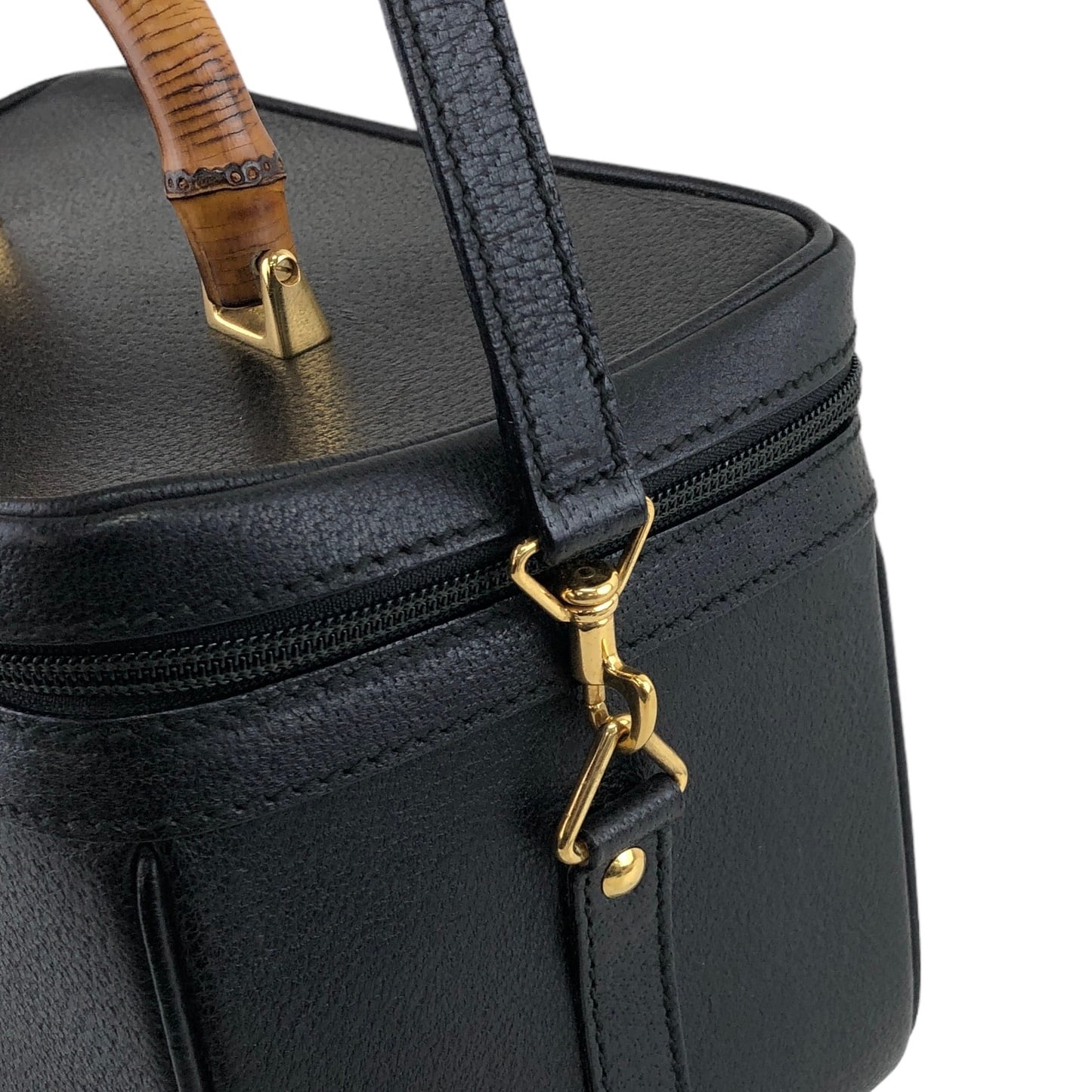 良品 GUCCI グッチ バニティ レザー ブラック 2way ヴィンテージ GUCCI グッチ バンブー レザー バニティバッグ 2way ショルダーバッグ