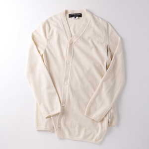 【未使用】COMME des GARÇONS HOMME asymmetry wool knit Cardigan Sweater Made in JAPAN ／コムデギャルソン オム アシンメトリー ウール ニット カーディガン セーター 日本製 オフホワイト サイズL 定価約7万