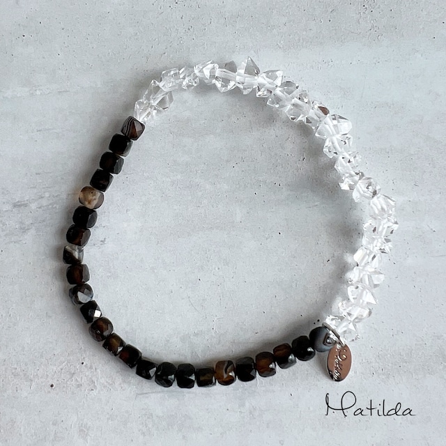 MEN/UNISEX bracelet（ストライプオニキス×ハーキマーダイヤモンド）