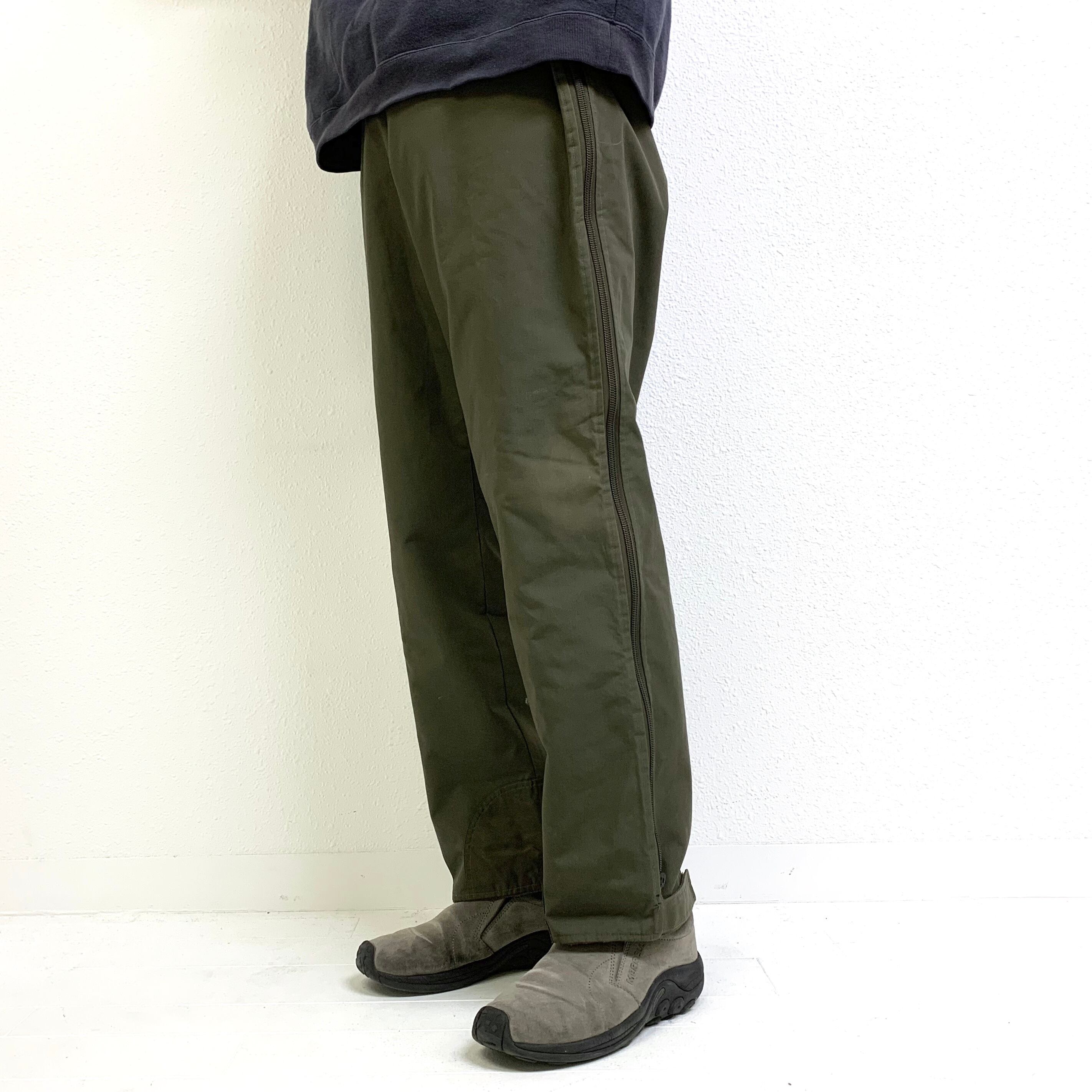 1980's German military pile lined over pants オリーブ オーバー 