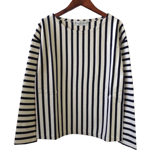 stripe & border tops / white-navy