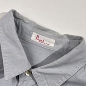 Papas パパス 長袖 コットン シャツ M/ライトグレー 水色系 メンズ