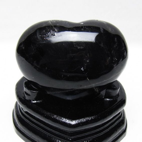 モリオン 置物 黒水晶 ハート 一点物 台座付属 155-989