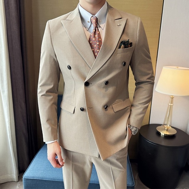 千鳥格子 ダブルブレストスーツ ツーピース 2カラー A2405