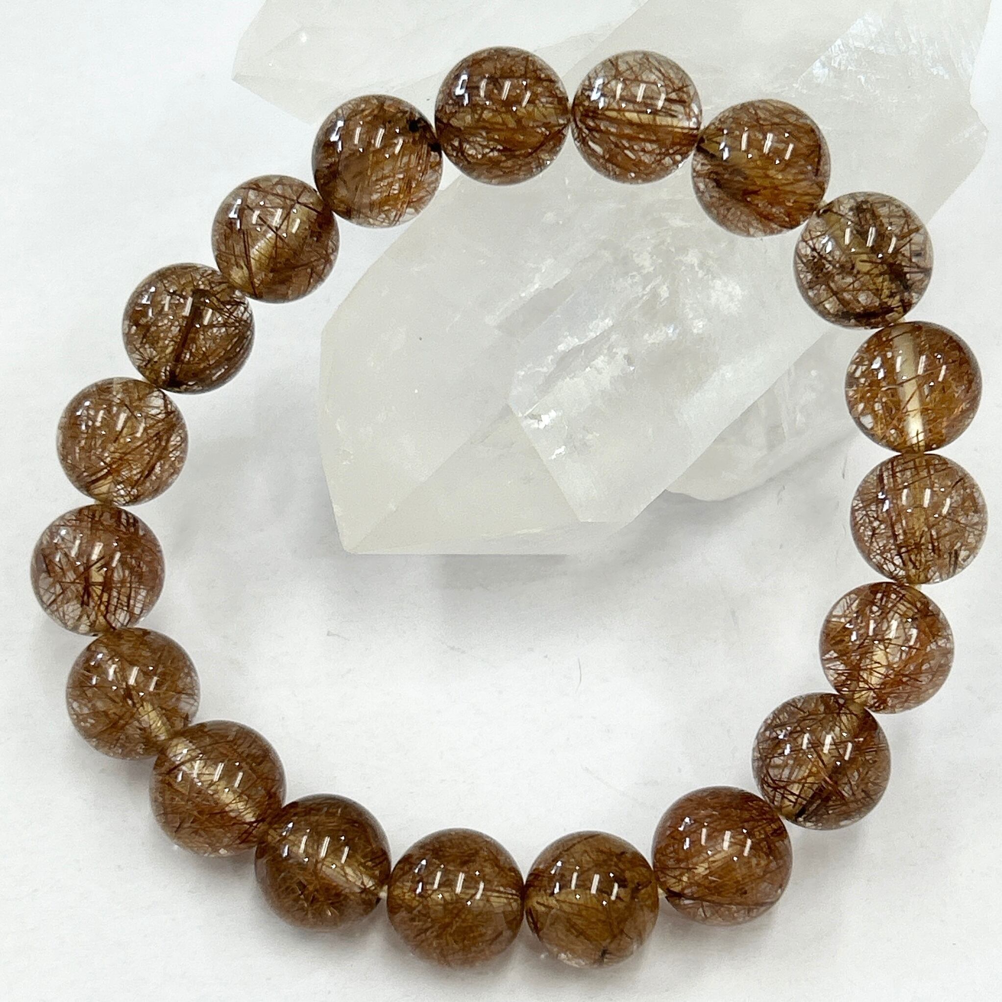 極上品】ブラウンルチルブレスレット10ミリ♪天然石♪天然石