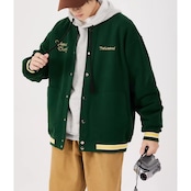 ボタンフロント リブ襟スタジアムジャケット af0488