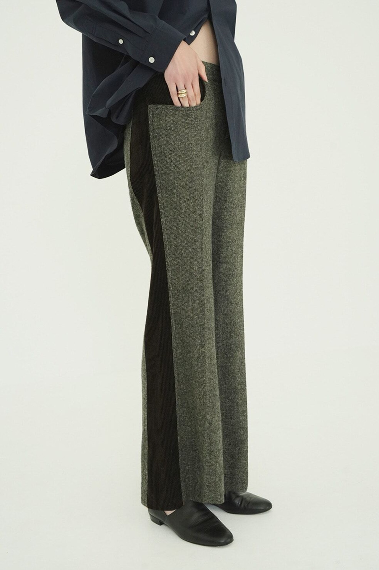 CLANE CORDUROY PANEL MELANGE PANTS