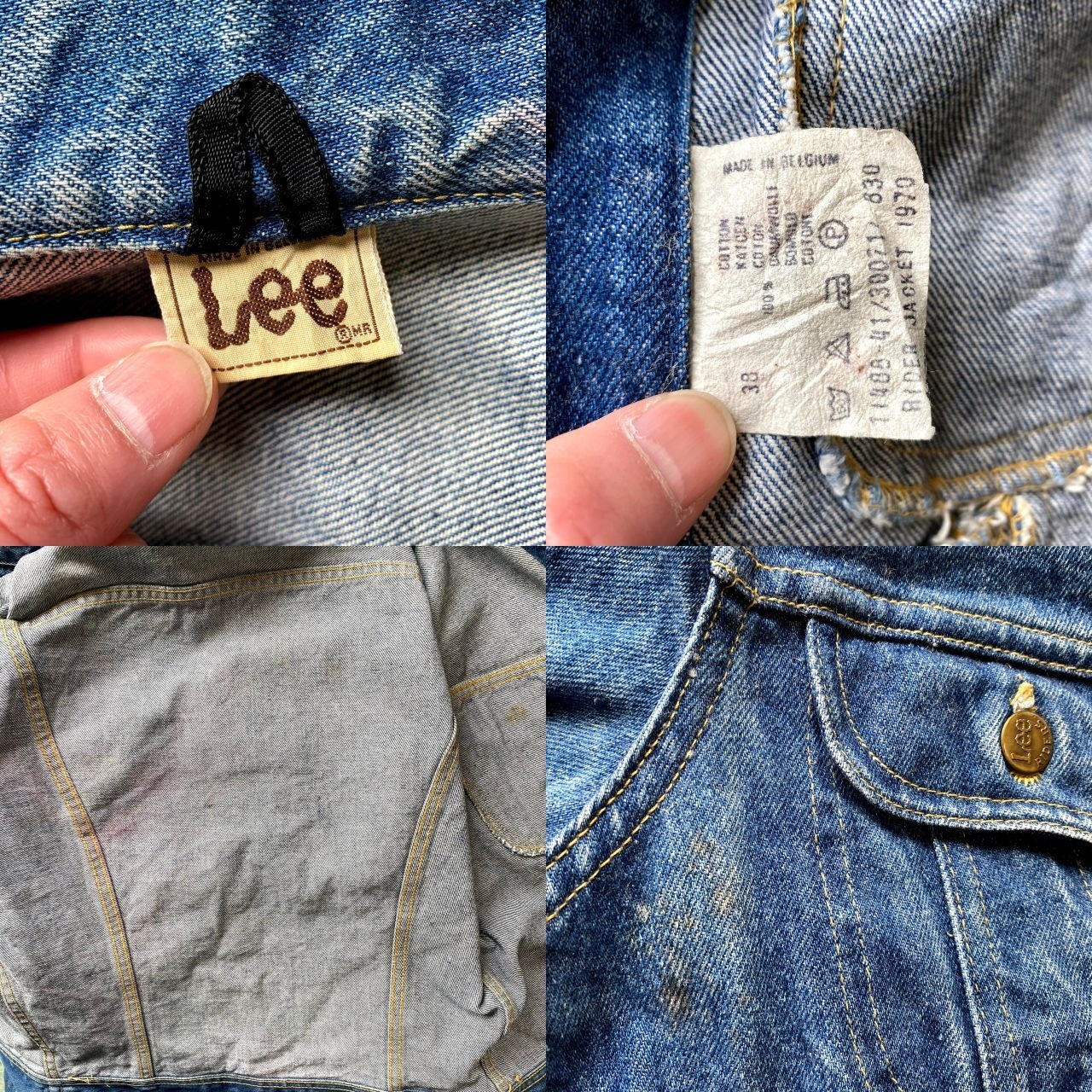 ビンテージ ベルギー製 LEE リー デニムジャケット メンズS 古着 