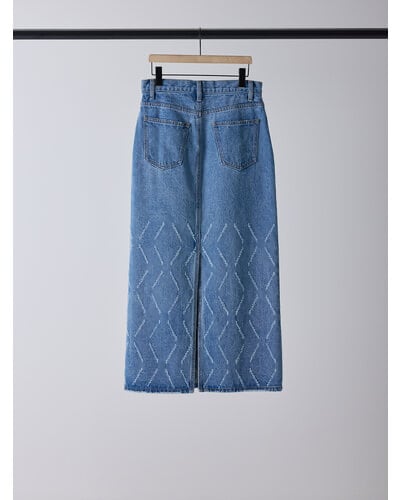 【YENN】LASER CUT DENIM SK
