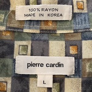 【pierre cardin】柄シャツ 総柄 柄物 レーヨン100% レトロ 個性的 L US古着