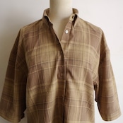 SINME リネンチェックH/Sシャツ