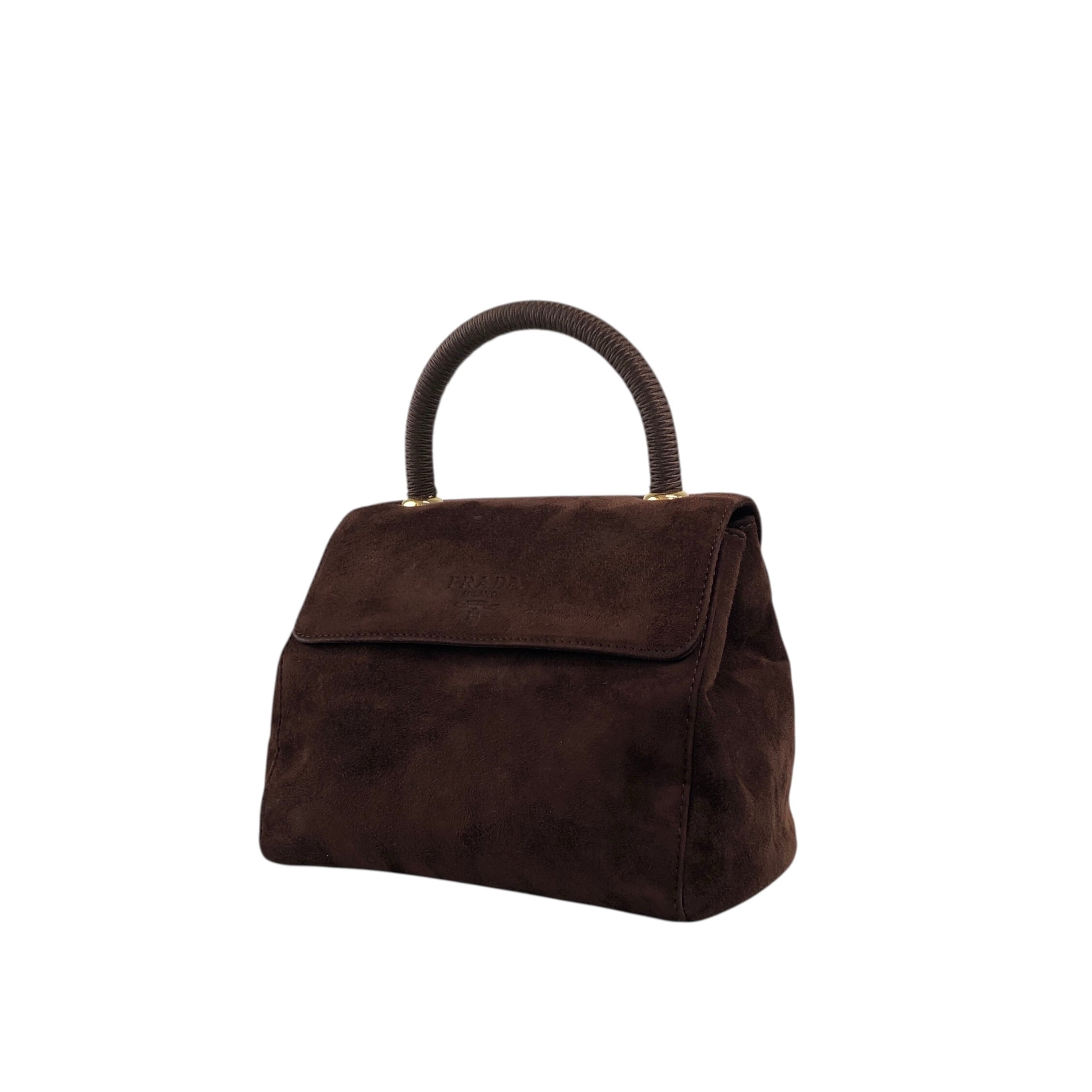 PRADA プラダ ハンドバッグ ブラウン ロゴ スエード vintage