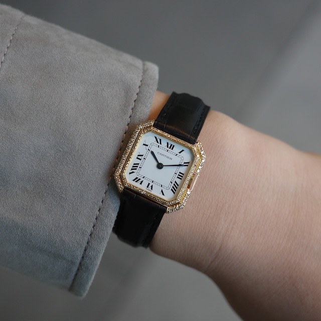 カルティエ サンチュールLM YG PARIS文字盤 手巻き 純正ダイヤモンド