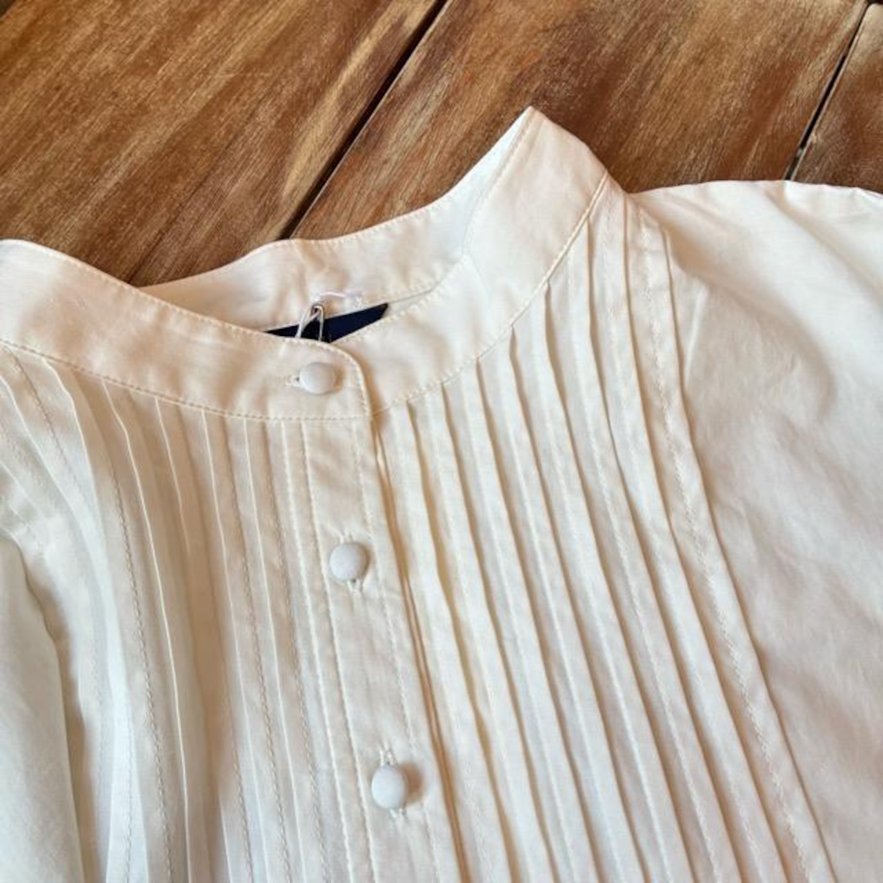 ICHI Cotton Pintuck Shirt Dress in White and White, Women's, Long Sleeve, Open Front, Perfect for Layering