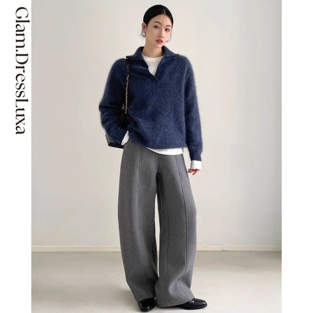 Wool Blend Center Press Pants/2color_P442