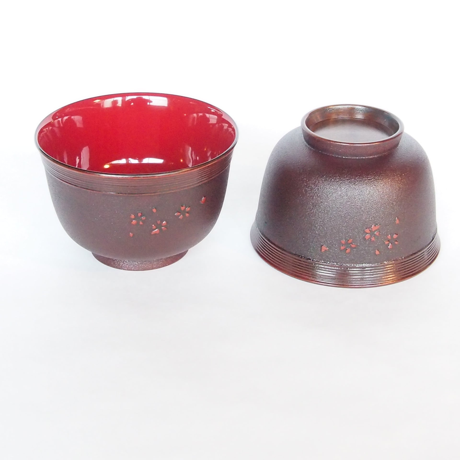 伝統工芸津軽漆　手描き桜汁椀　お盆 伝統工芸津軽漆 手描き桜汁椀 お盆