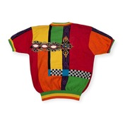 希少 YOSHIYUKI KONISHI ヨシユキコニシ マルチデザイン 3D 半袖 コットンニット セーター /ビンテージ