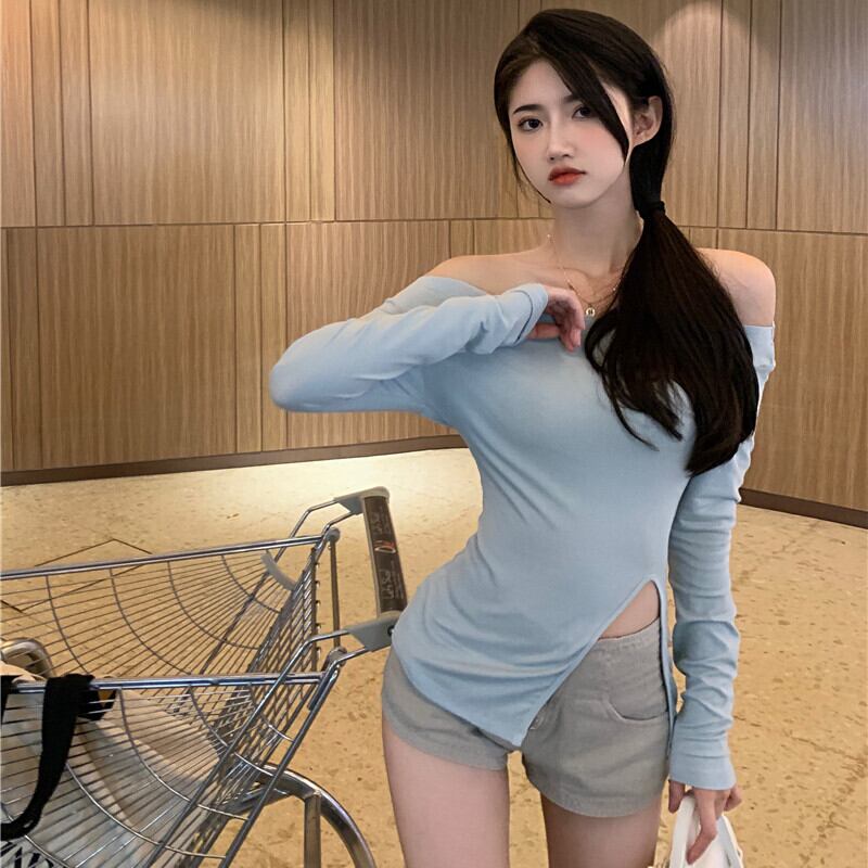 ブラウス オータムTシャツ シャツ 薄手スタイル ロング 秋物 ガールズファッション18729473193