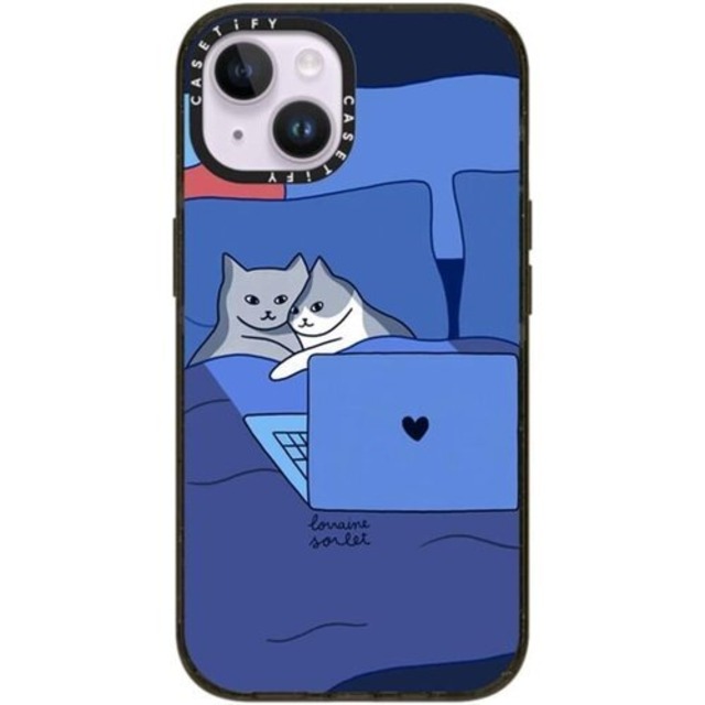 CASETiFY インパクト iPhone 14 ケース MIL規格準拠 4x MIL-STD-810G /2.5mからの落下試験をクリア - Catflix - グロッシー ブラック 268