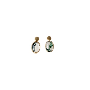 'Moss agate' pierced earrings