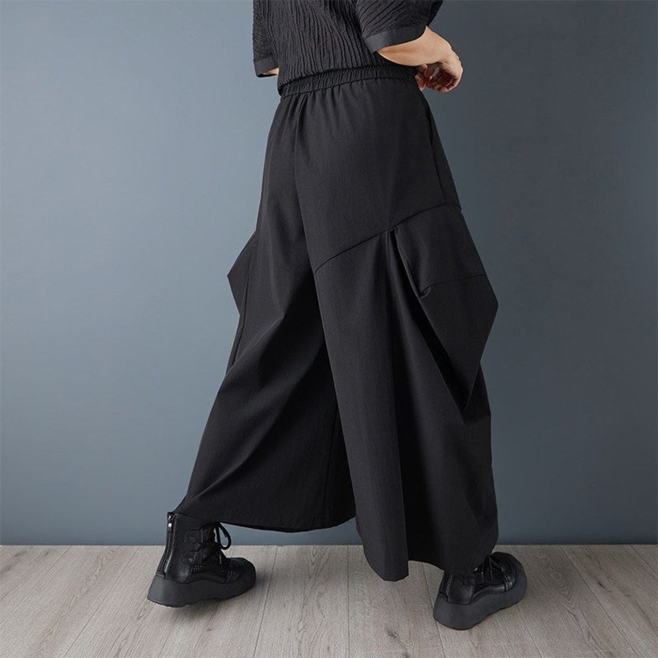 立体 タック ワイドパンツ  00336